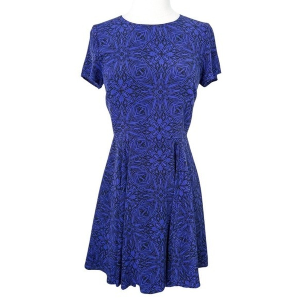 NWOT Yumi Kim Blue & Black Silk Floral A-Line Mini Dress- Small, S